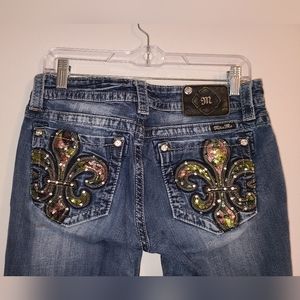 Miss Me Signature Rise Boot Cut Camo Fleur-de-lis * Size 29